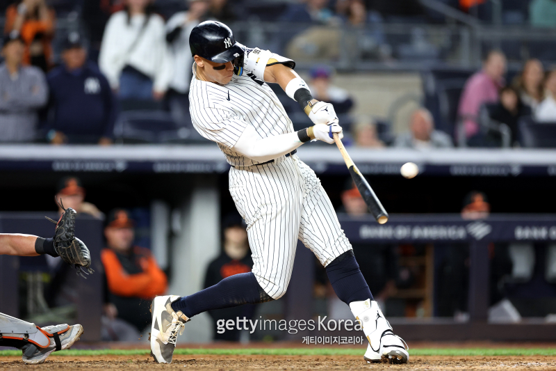 '시즌 57호 홈런' 저지, 15년 만에 MLB 140타점 고지 정복…7할대 장타율 진입                                