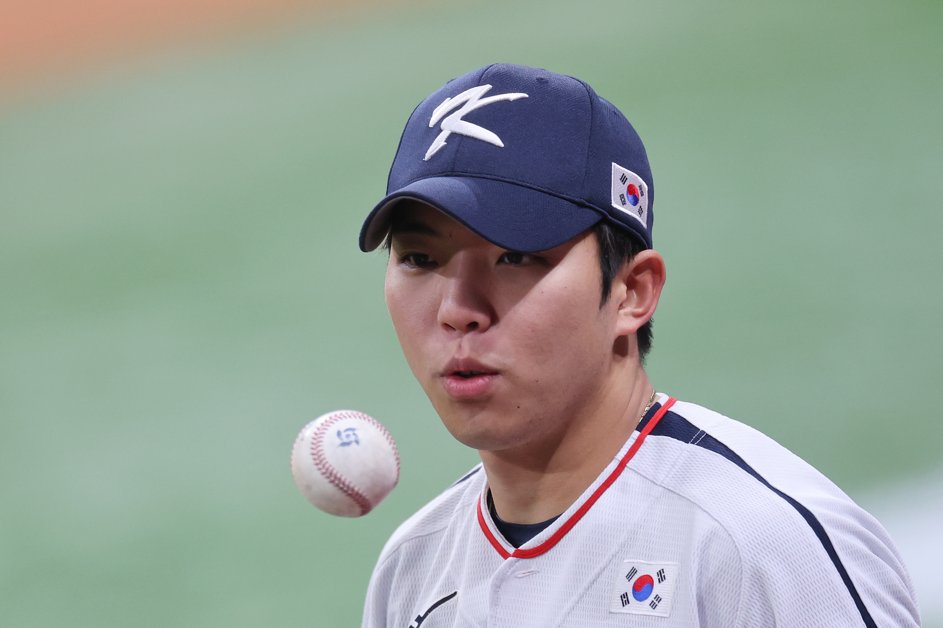 고척에서 훈련 중인 김영웅